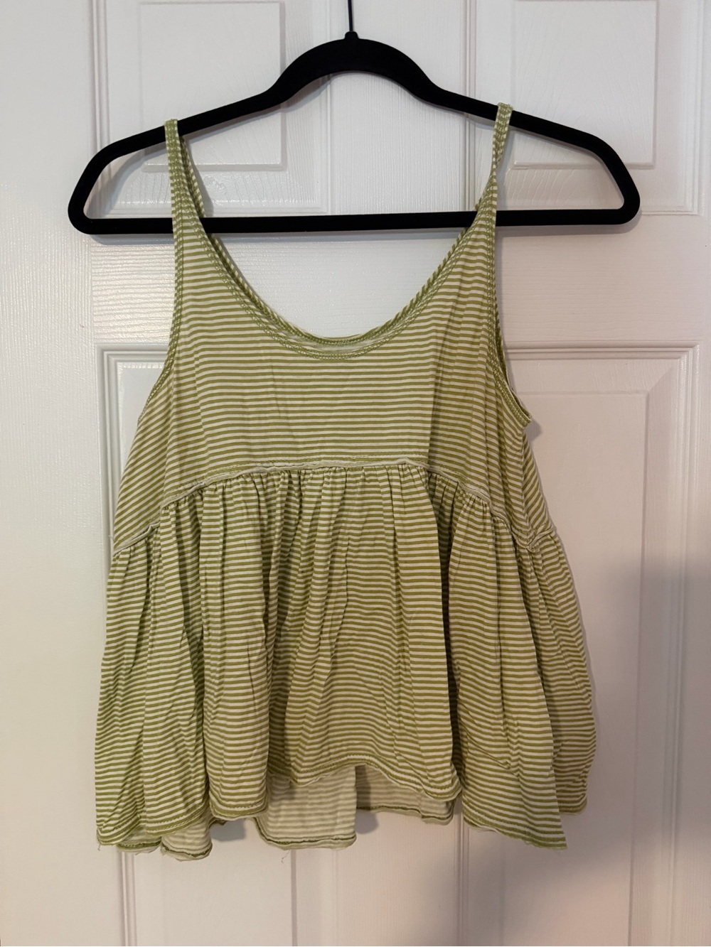 UGC Urban Outfitters Light Green and White Striped Babydoll Tank